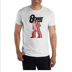 DAVID Bowie Pride White Short Sleeve Graphic Tee Rainbow 1X & XXL